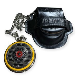 Harley-Davidson Franklin Mint Pocket "Fat Boy" Motorcycle Watch W/ Chain Vintage
